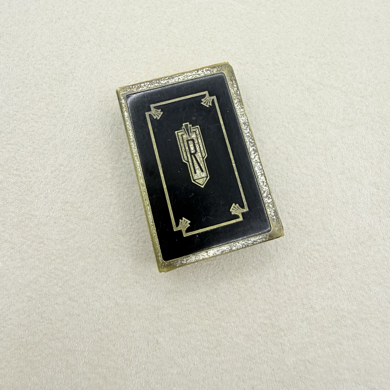 Antique Vintage Art Deco Silver Plated Matchbox Case Holder Monogrammed R