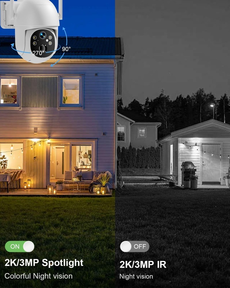 3MP 4G LTE Cellular Solar Security Camera PIR Motion Sensor Free Unlimited Data