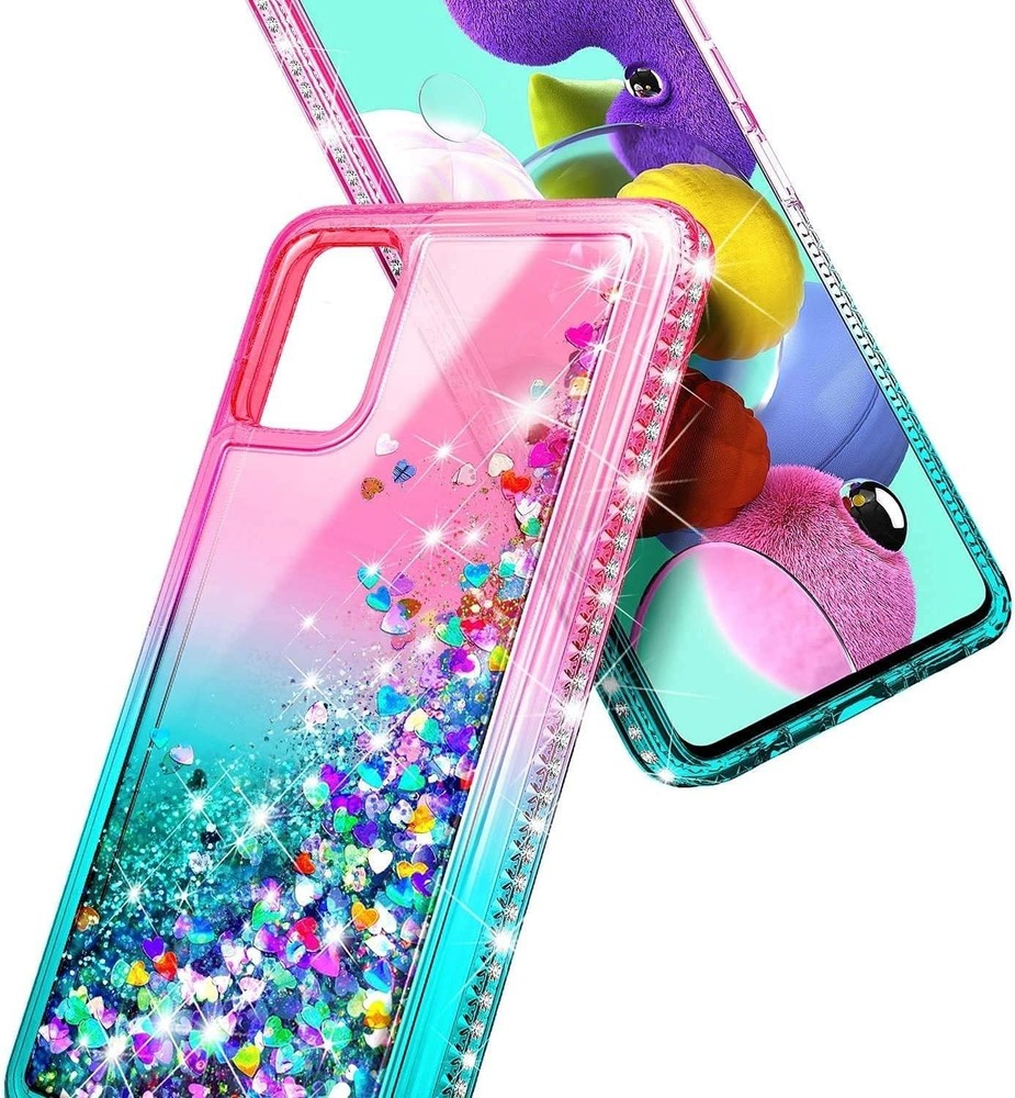 For Samsung Galaxy A71 5G Glitter Ring Stand Case + Screen Protector + Lanyard