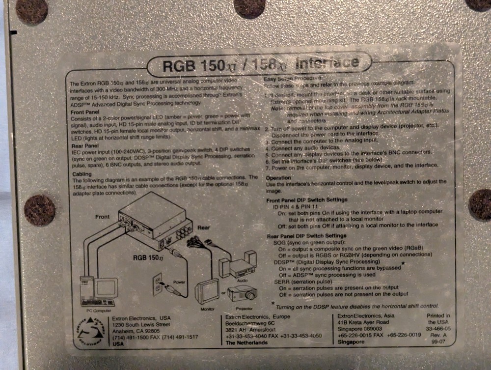 Extron DVS 406 Video Scaler & Extron RGB 150xi Input Interface (Untested)