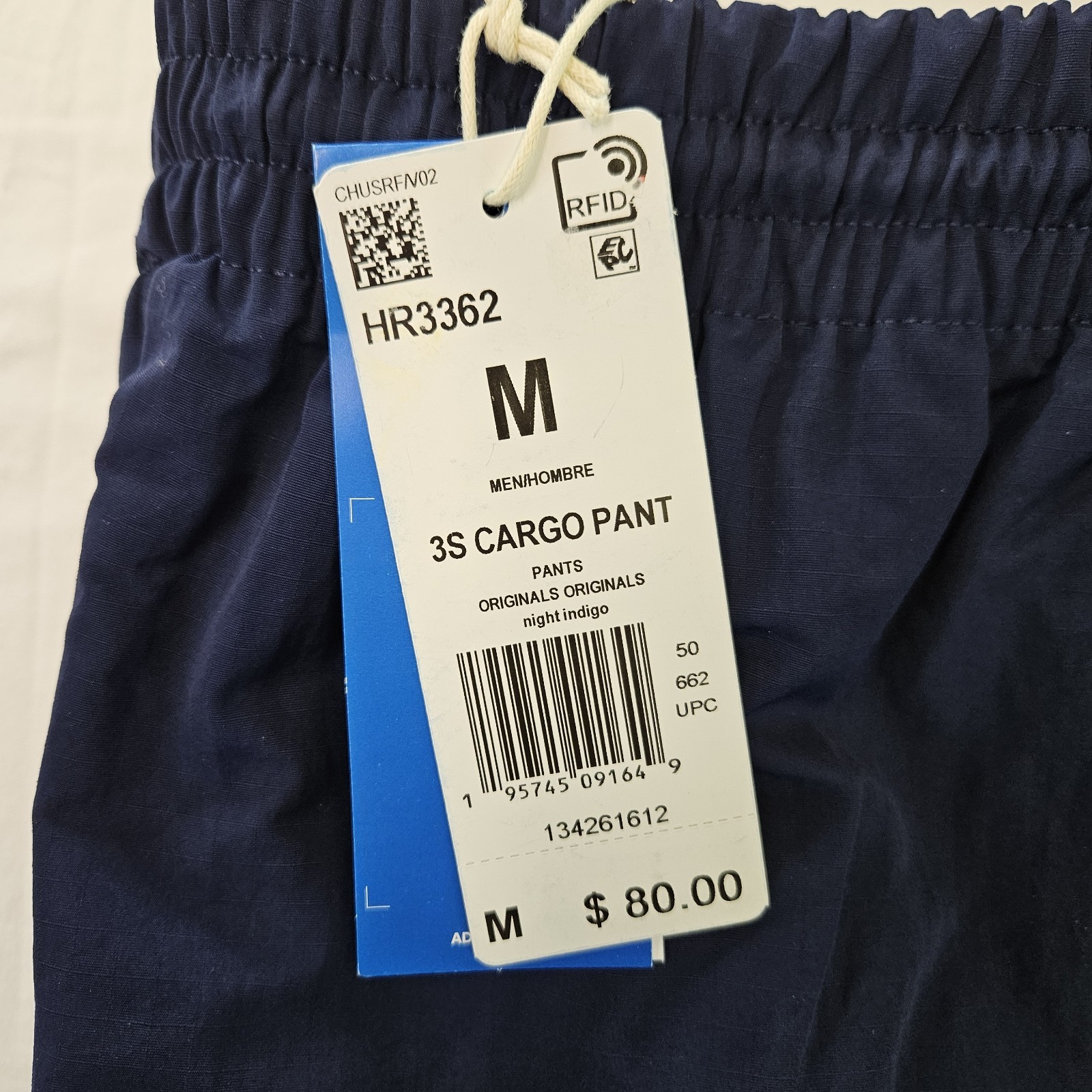 Adidas Originals 3 Stripe Cargo Pants Navy Blue White HR3362 Men's Size Medium