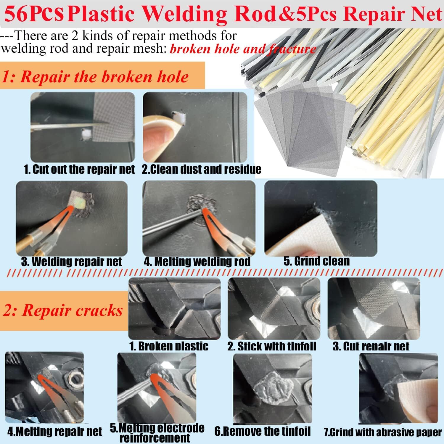 200W Hot Stapler Car Bumper Fender Welder Gun Plastic Repair Kit 1200 Staples US