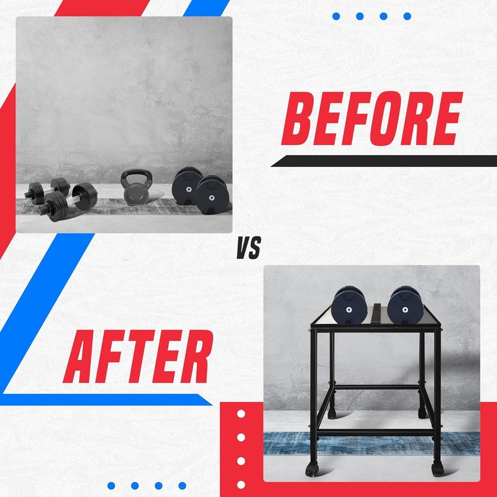 Large Compact Dumbbell Rack & Weight Rack with Lockable Wheels & 150 LB Capacity