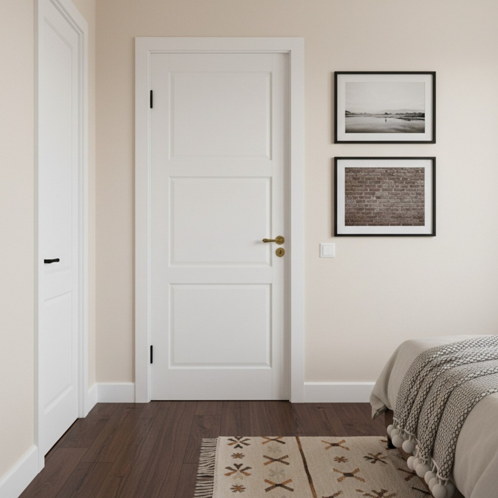 28''x80''3-Panel Solid Core Prehung Interior Door -Pantry/French No Hardware Kit