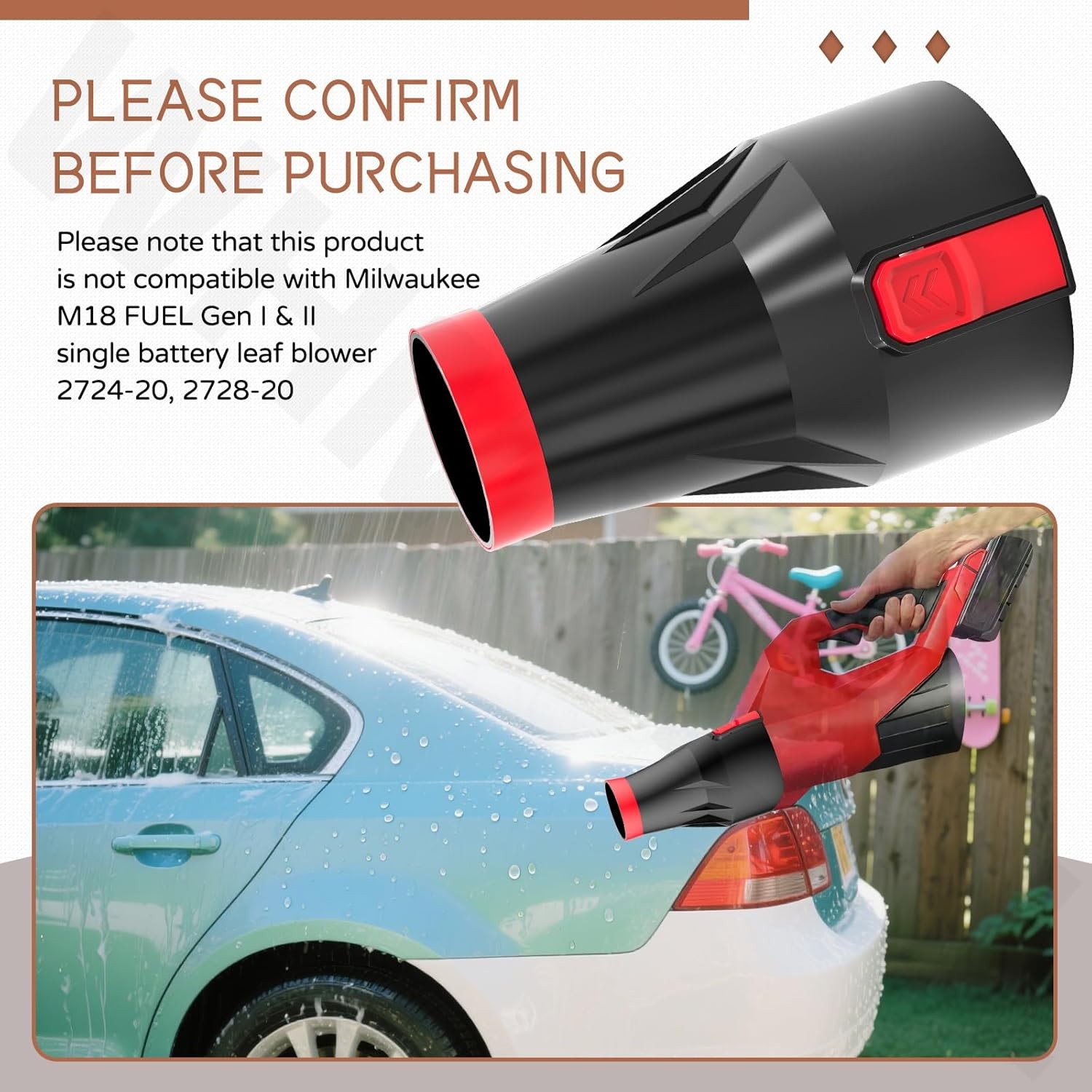 CAR DRYING NOZZLE FOR MILWAUKEE M18 FUEL GEN III LEAF BLOWER 3017-20 W