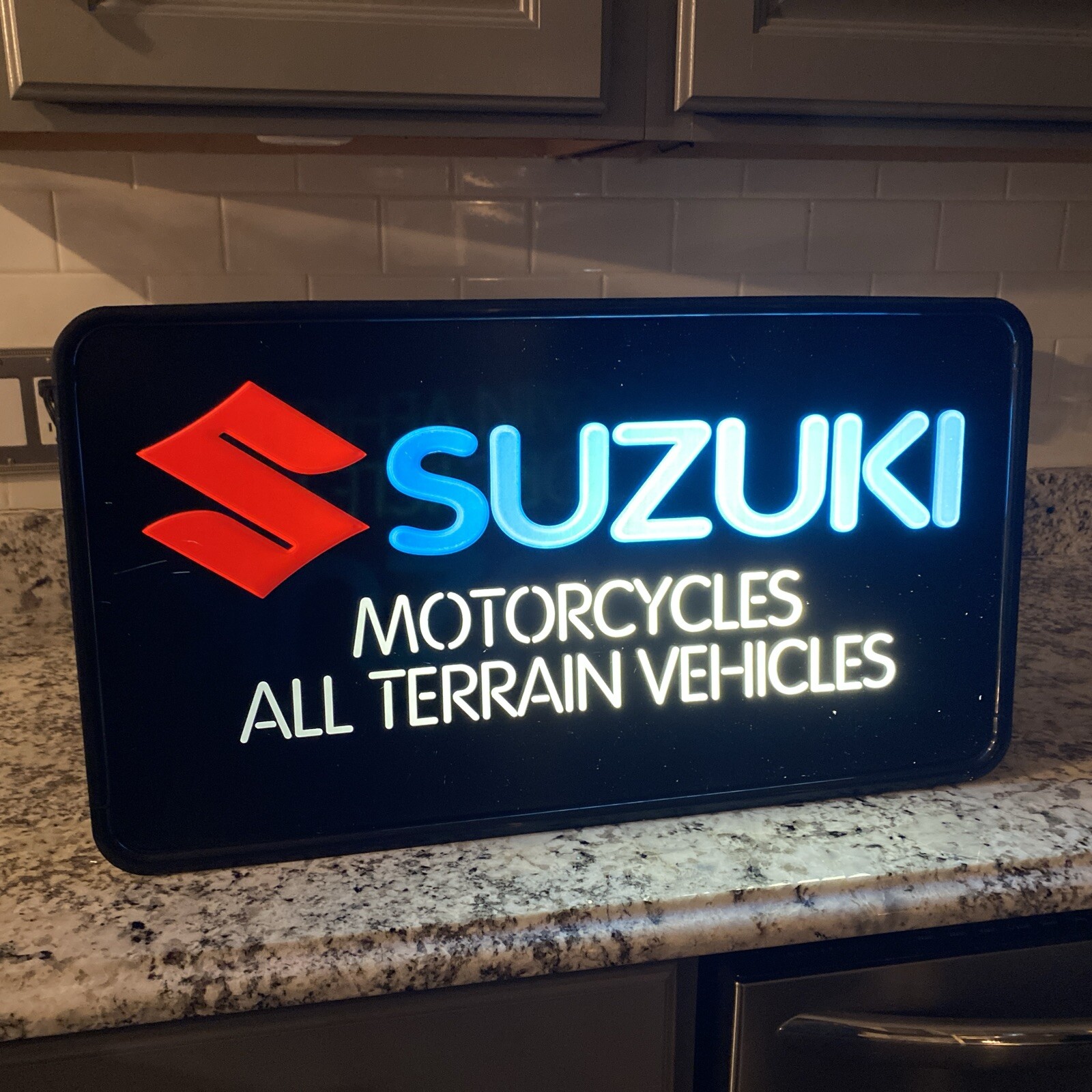 1980s Vintage Suzuki RM Dealer Lighted Sign Motorcycle ATV Quadzilla 4 Wheeler😳