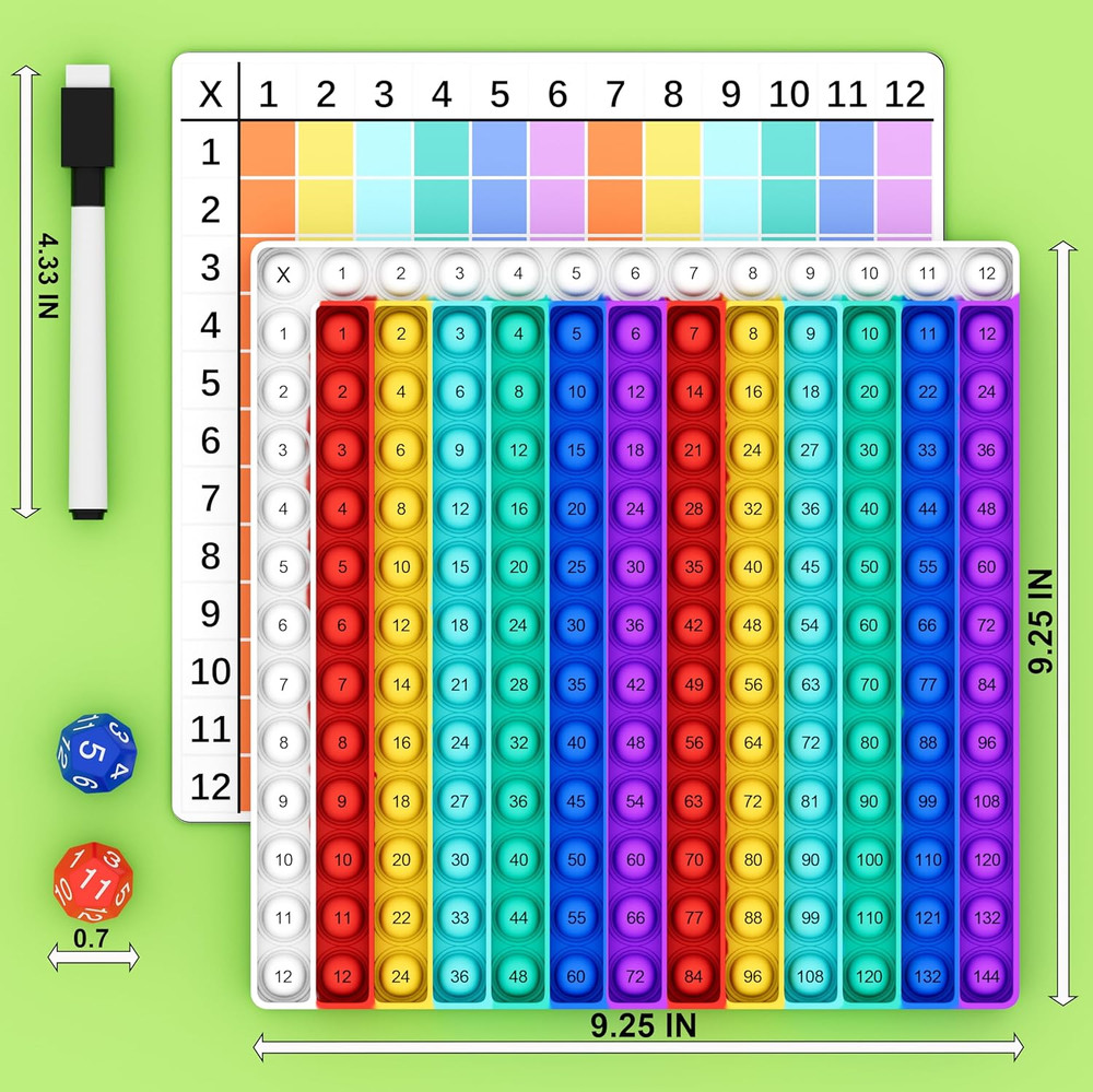 Multiplication Chart Pop It - Multiplication Game Board, 12X12 Times Table Math