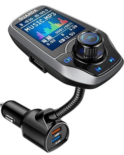 Bluetooth 5.3 FM Transmitter Car Adapter, Hands-Free Calling, USB Fast Charging,