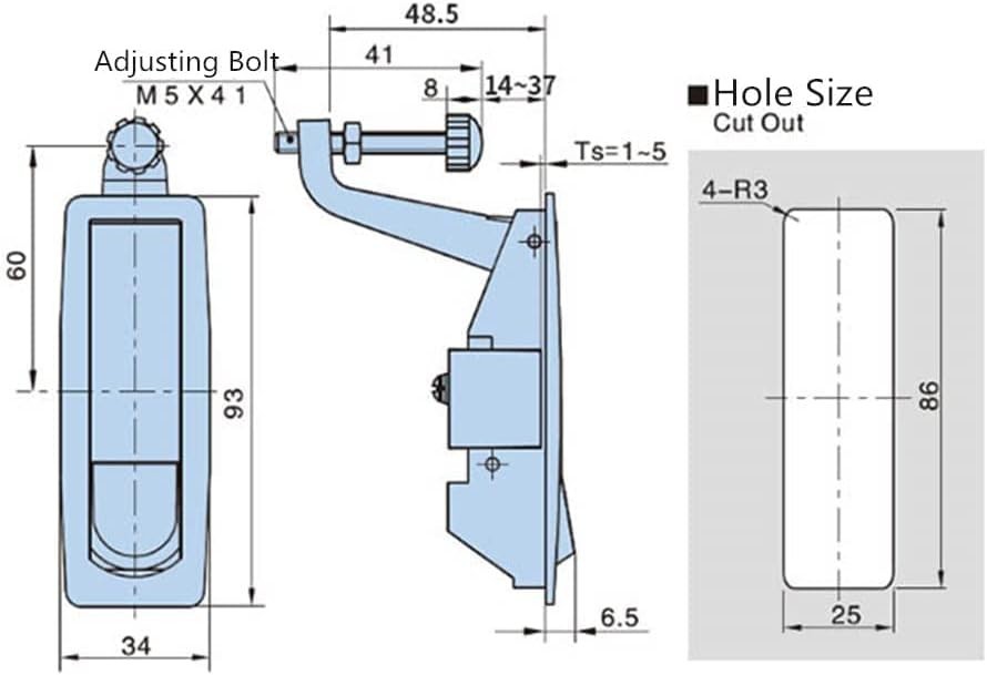 4 PCS Compression Latch Lock Non-Locking Zinc Alloy Flush Lever Silver