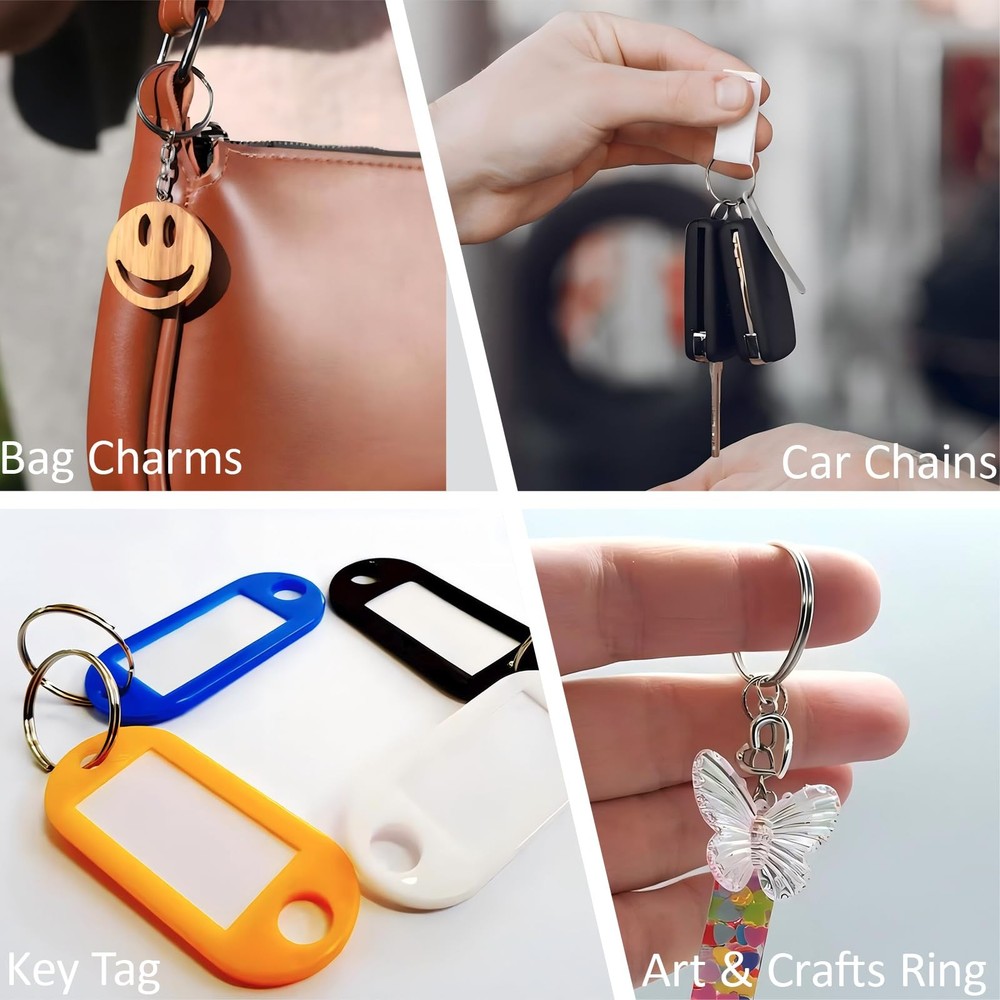 1/2'' 100PCS Small Split Key Rings for Keychains, Double Loops Metal Silver
