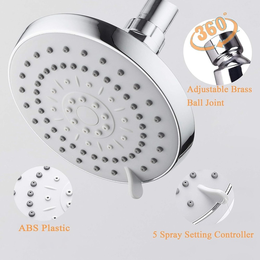 5-Function High-Pressure Shower Head with 11-Inch Adjustable Arm, Quick Install