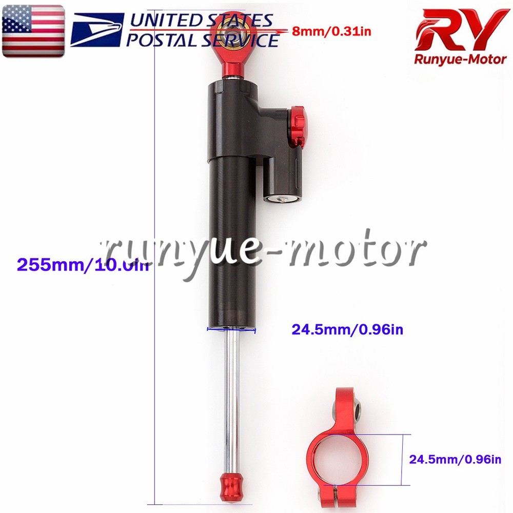 Adjust Steering Damper Stabilizer Linear Control Universal Aluminum Black+Red