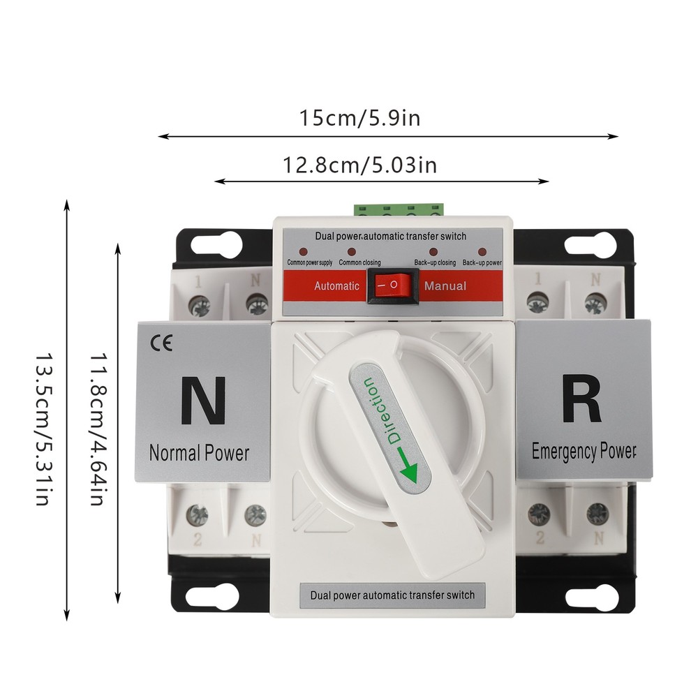 White Dual Power Automatic Transfer Switch Mini Switches Toggle Controller