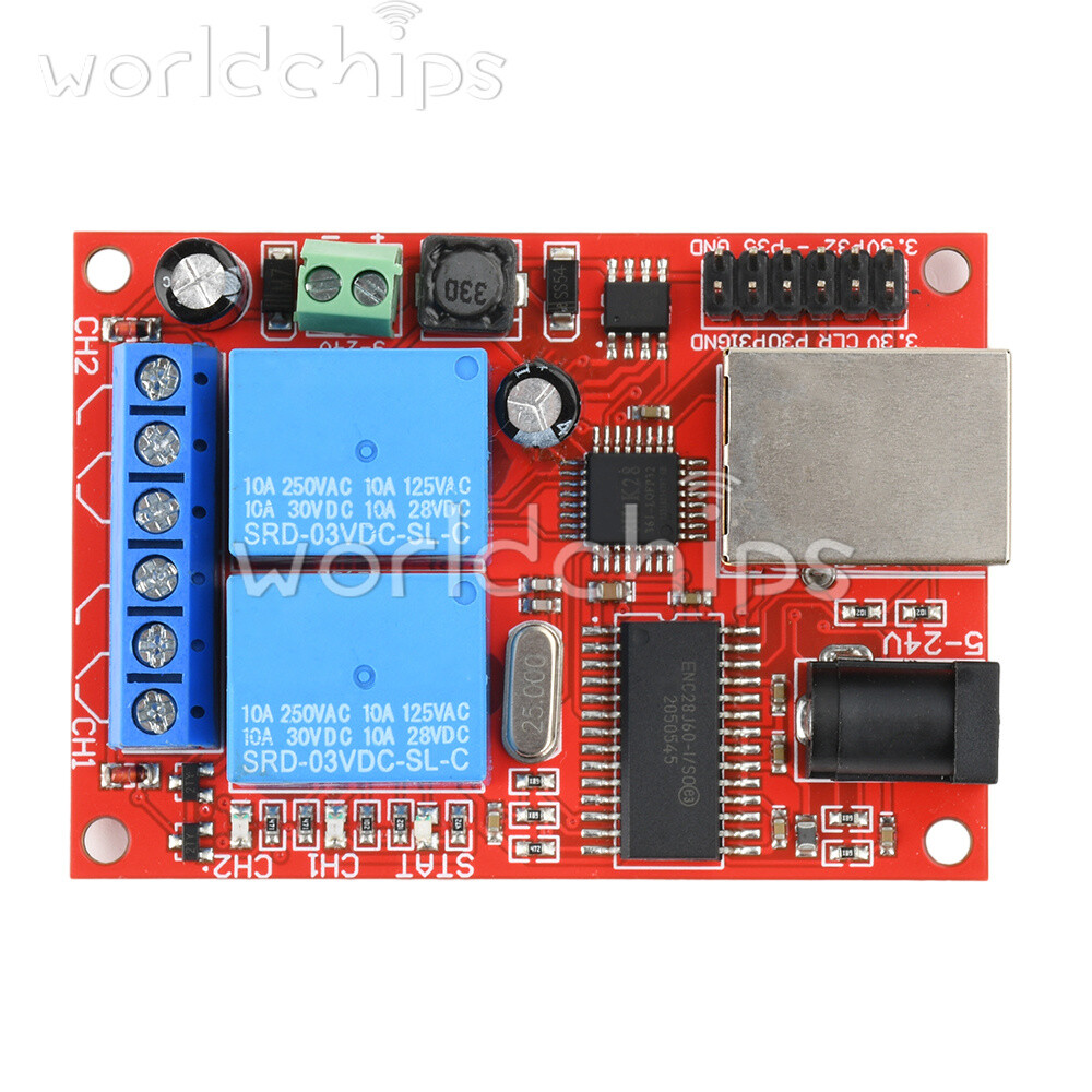 LAN Ethernet 2 Way Relay Board Delay Switch TCP/UDP Controller Module WEB Server