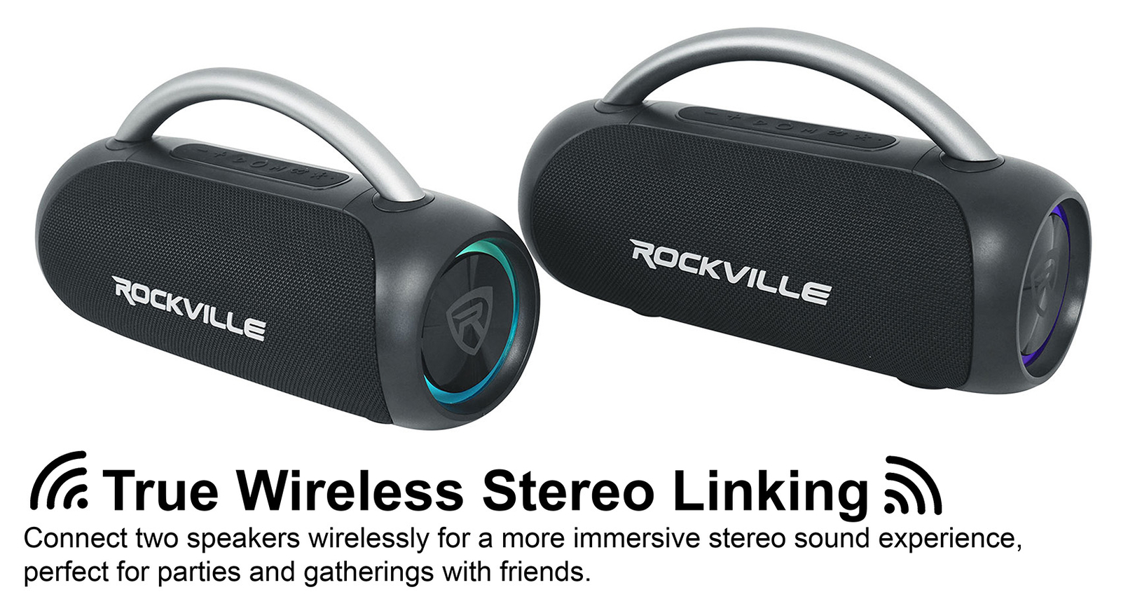 Rockville RPB-D3 Loud Water Resistant Portable Bluetooth Speaker Party Boombox