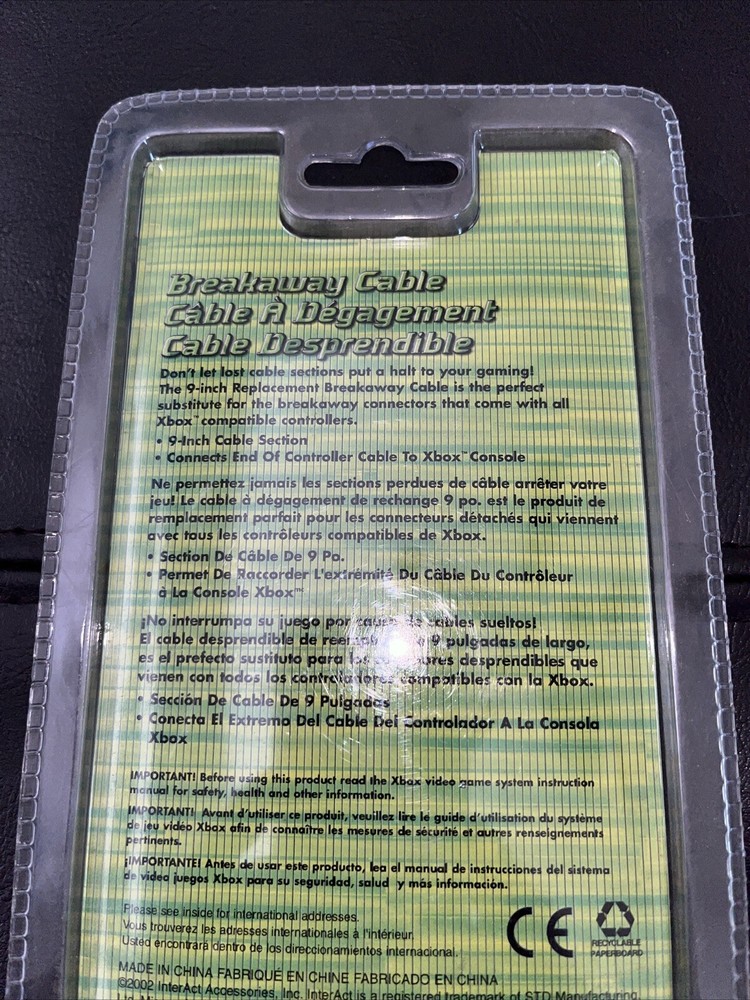 *BRAND NEW* Controller Breakaway Cable (Microsoft XBOX) InterAct 9” For Xbox