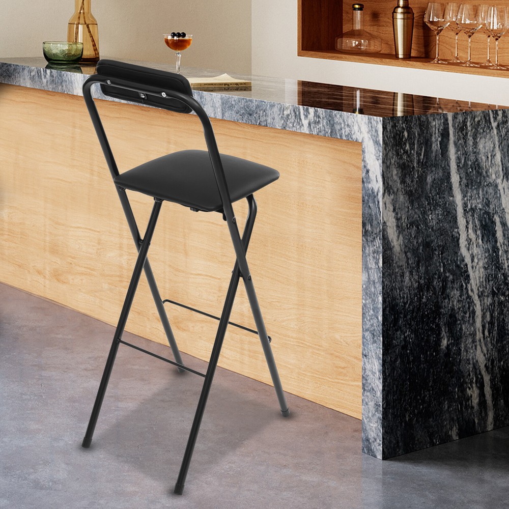 70cm Folding Bar Stool with Backrest, Tall Foldable Stool Chair Portable 1 Pc
