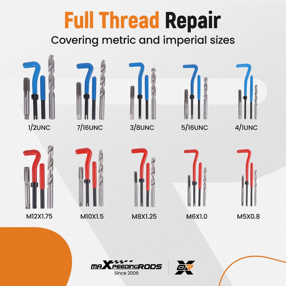 Helicoil Thread Repair Kit Inserts Breaking Pin Tools Screw Taps Drill Bits