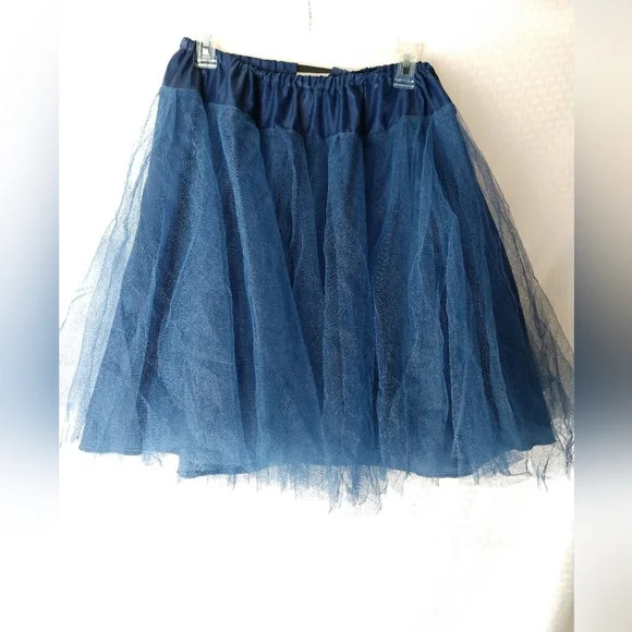 Blue Tulle Underskirt Petticoat Elastic Waist Size Medium