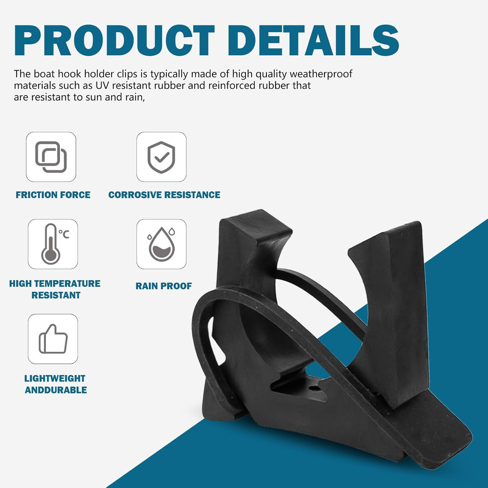 Boat Hook Holder Clips Replacement for SOF-LOC Gaff Hook Holder with Rubber Spri