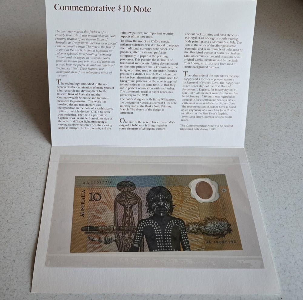 Australia 1988 $10 Bicentenary AA Prefix First Day Issue Uncirculated