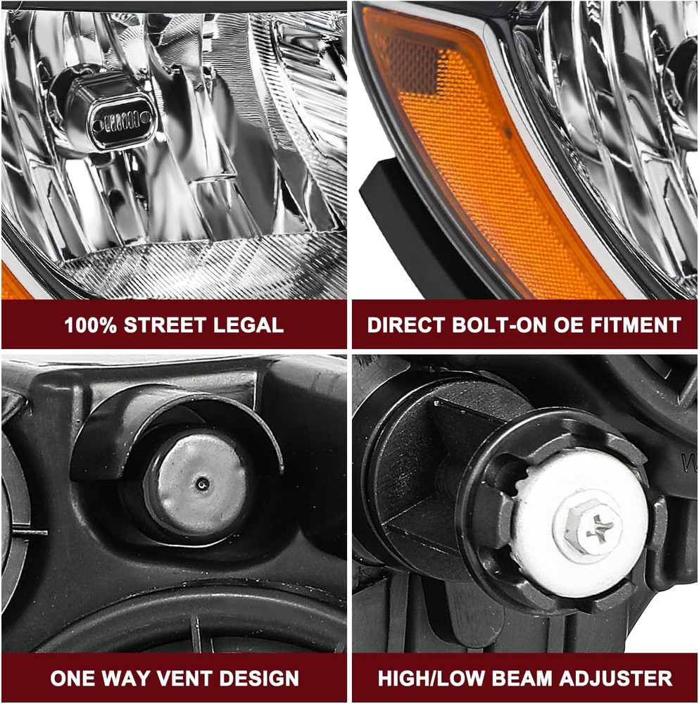 Halogen Headlight Assembly Replacement for 2017 2018 2019 2020 2021 Jeep Compass