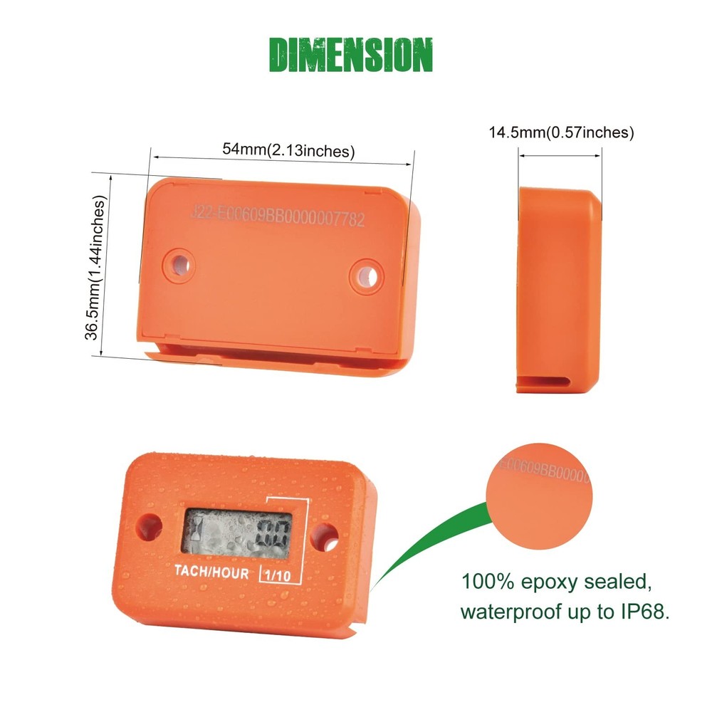 Yooreal HM012 Digital Hour Meter Tachometer, Waterproof Design for Car Engine...