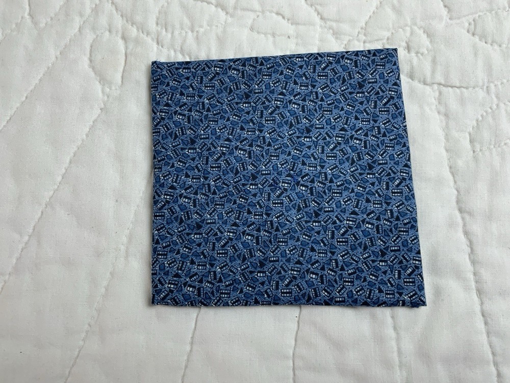 Antique Patchwork Quilt Table Topper Or Doll Quilt, Four Patch W/ Triangles Blue
