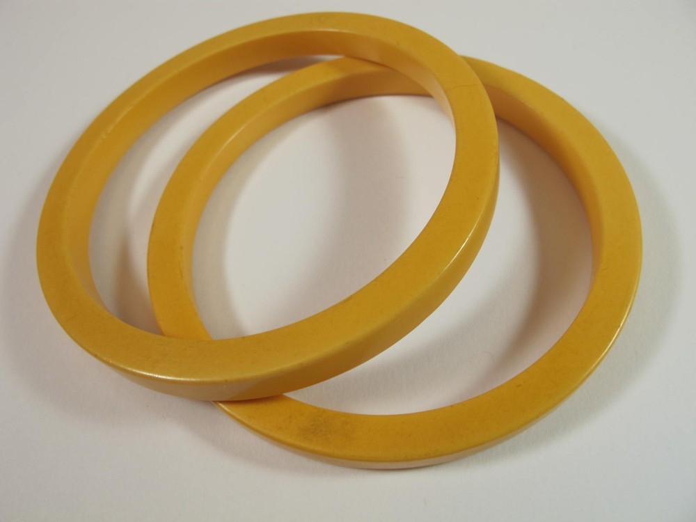 pair of light butterscotch tested bakelite bangle bracelets