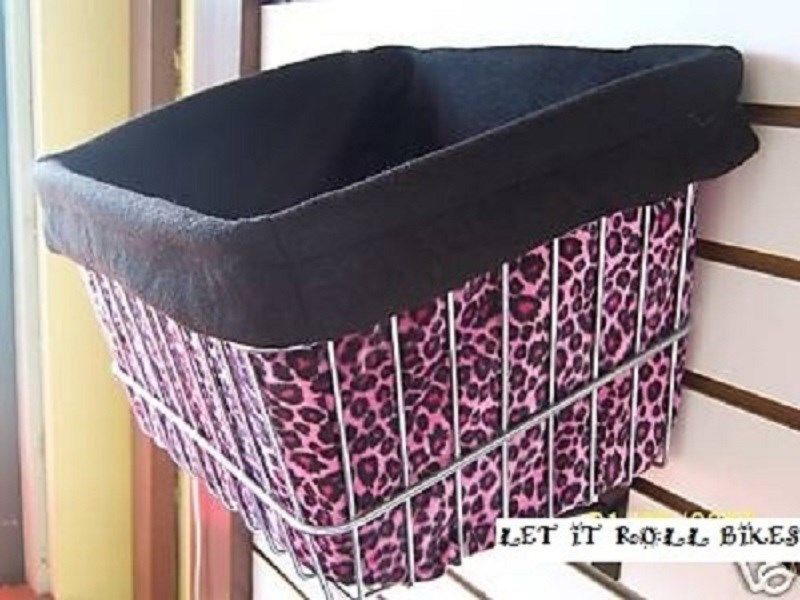 Bicycle Basket LINER Pink Cheetah DrawString Cruiser Bikes New