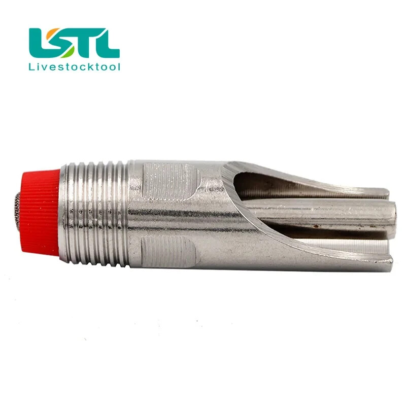 5pcs Stainless Steel Automatic Pig Nipple Drinker, Red Cap, Duckbilled, 1/2 inch