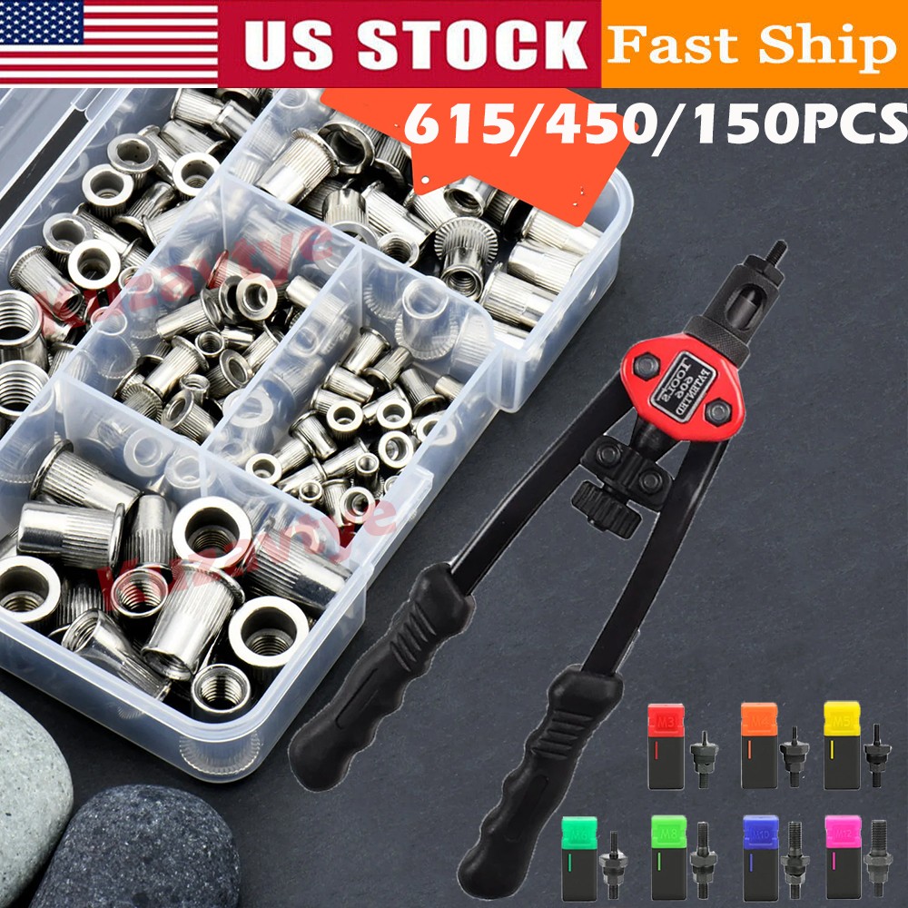 615X Rivet Nut Assortment Kit Rivnut Threaded Insert Nut Stainless Steel Nutsert