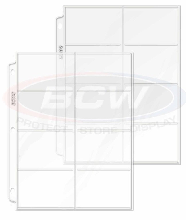 (20 Ct.) BCW Vinyl Single Sided 8-Pocket Pages - Side Loading
