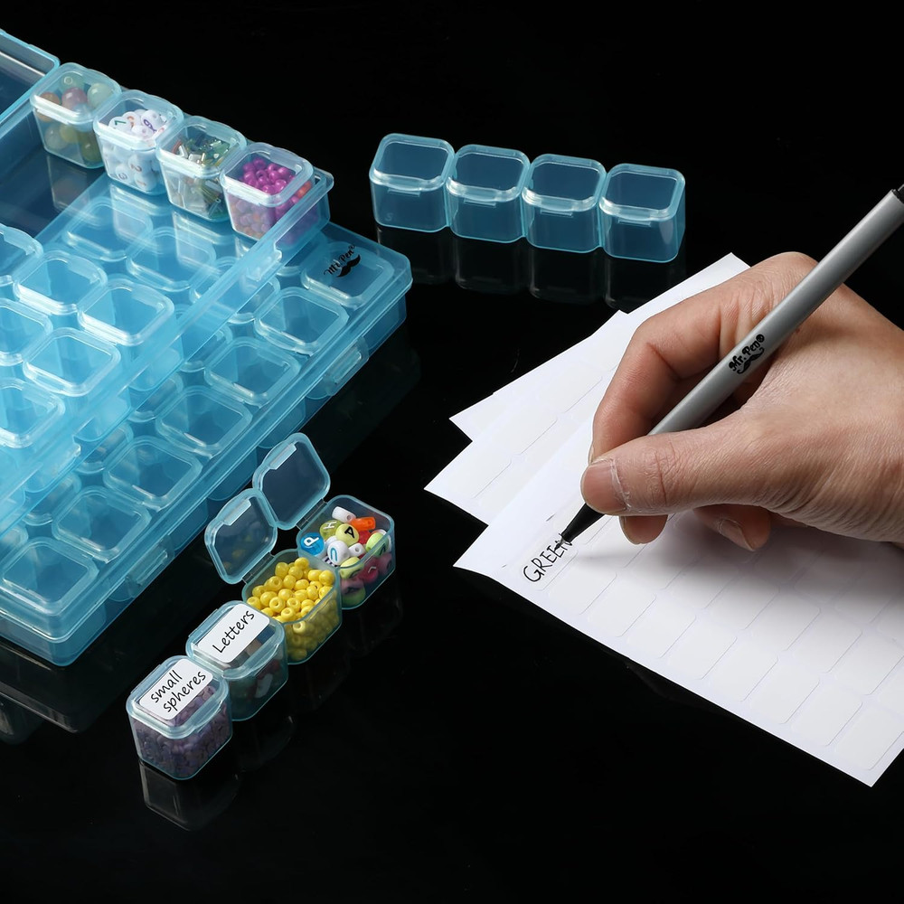 - Bead Storage Containers, 28 Grids, 2 Pack, Transparent Blue Small Bead Orga...