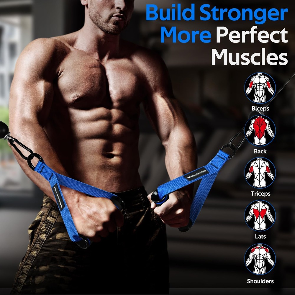 Gym Exercise Handles, Handle Attachments for Cable Machine Pulleys, Resistanc...