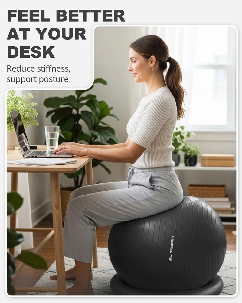 Yoga Ball with Stability Base - Core Workout & Stretching