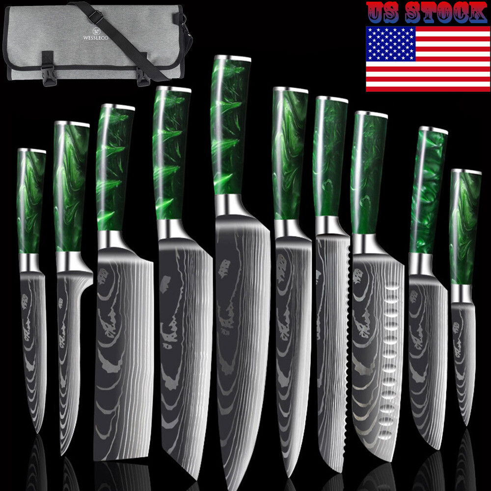 Japanese Damascus Pattern Chef Knives Stainless Steel Cleaver Kitchen Knife Set