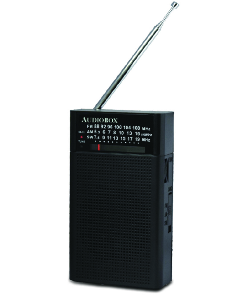 Audiobox RX-3 AM/FM/SW Portable Pocket Size Radio with Telescoping Antenna Black