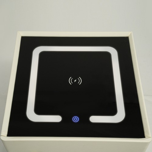 White Wireless Charging Bedside Cabinet w/Lock Bluetooth Speaker Bedside Table