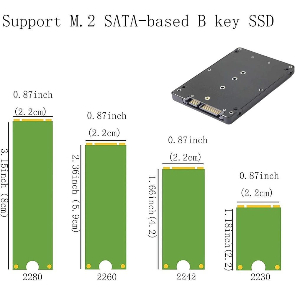 M.2 NGFF to 2.5" SATA Converter 6Gbps Enclosure Support B&M Key Win/Linux
