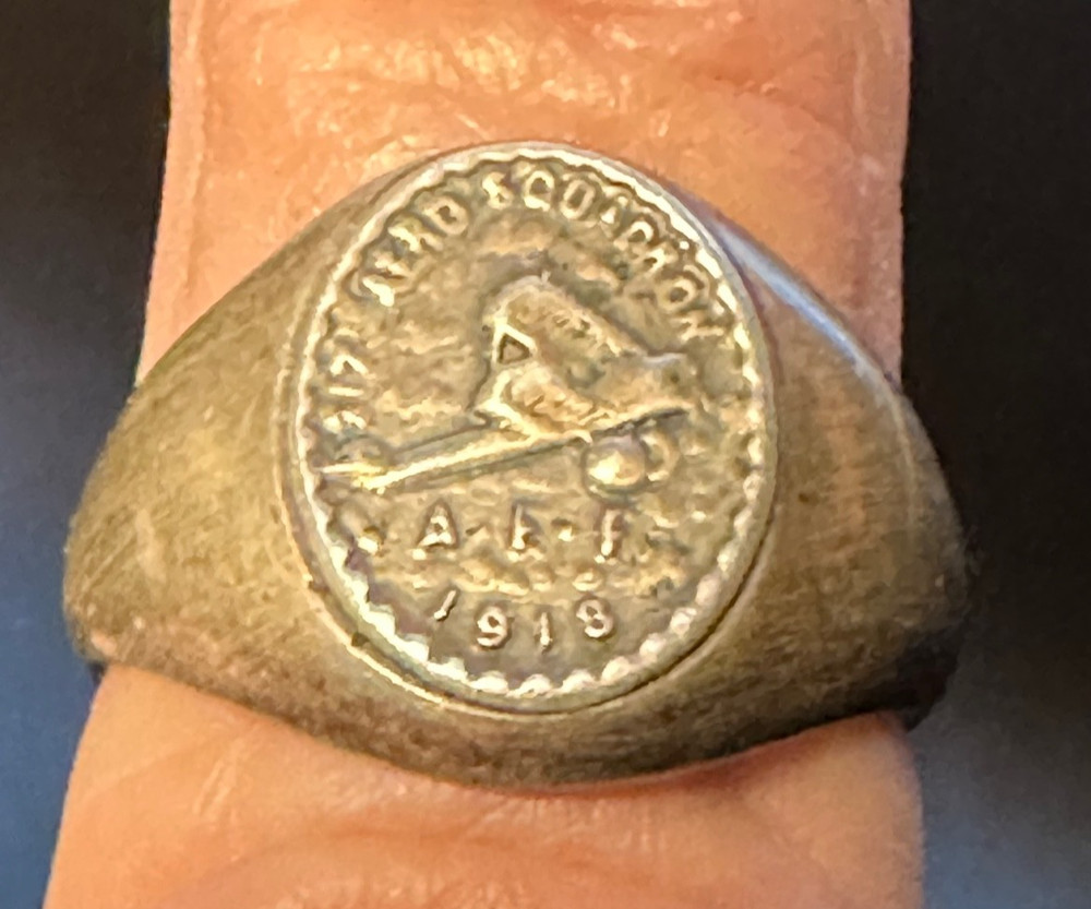 WWI 317 Aero Squadron Sterling Ring VERY RARE Size 9