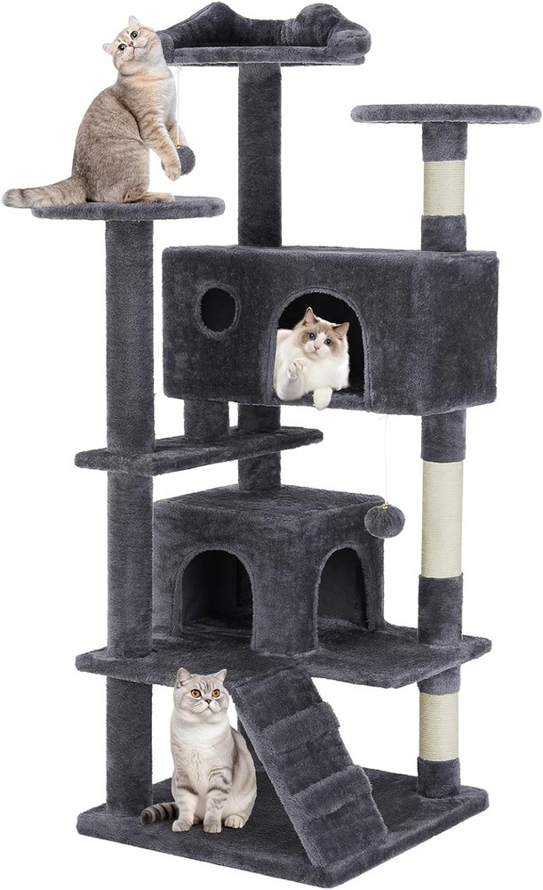 Cat Tree 54 Inch, Multi-Level Cat Tower with Condo, Perches, Sisal