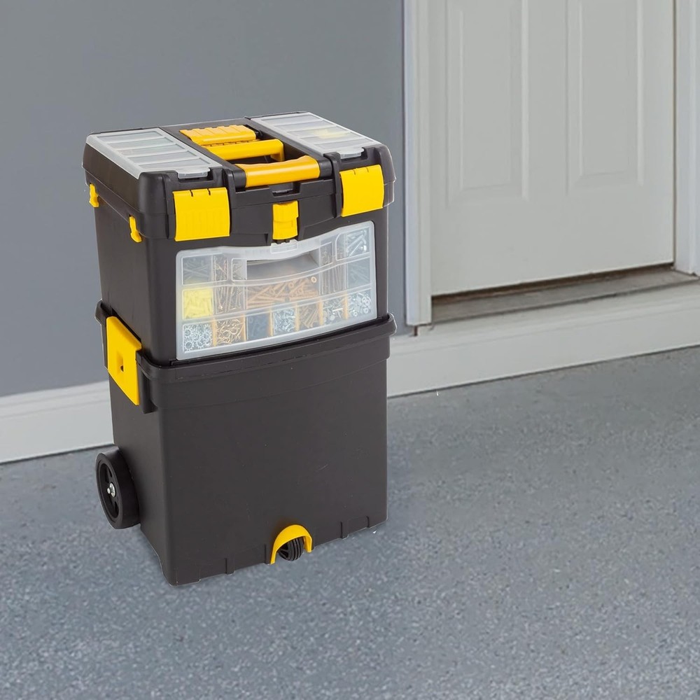 Rolling Tool Box with Wheels, Foldable Comfort Handle, and Removable Top – To...