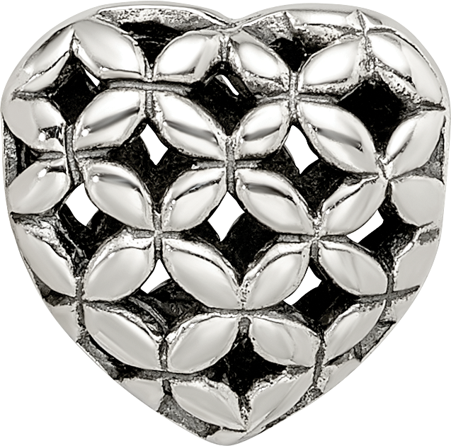 Silver Reflections Heart Bead QRS2652