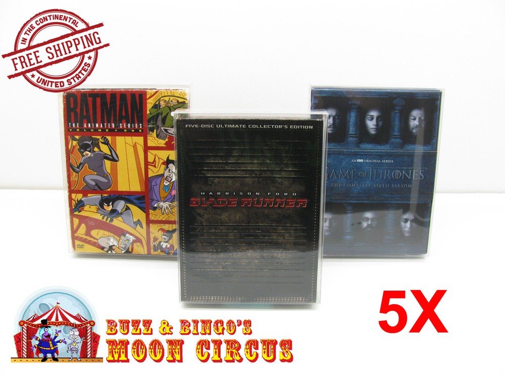 5x DVD OVERSIZED BOX SET (SIZE DVO C) - CLEAR PLASTIC PROTECTIVE BOX PROTECTOR