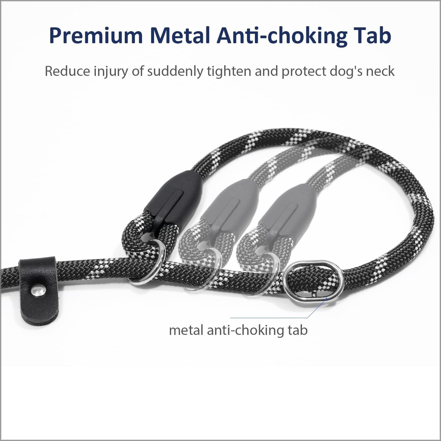 Dog Training Slip Leash, No Pull, Durable Reflective Lead, Puppy Heavy Duty Loop