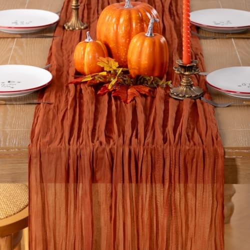 Valentines Day Table Runner Cheesecloth Table Runner 14FT 14ft Terracotta