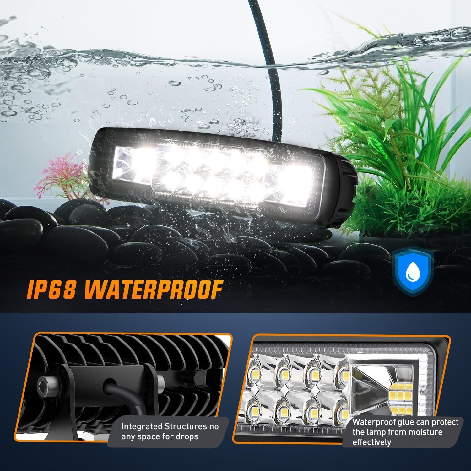Nilight LED Pods 6 Inch 60W Flood Spot Beam Combo Light Bar Driving Fog Off Road