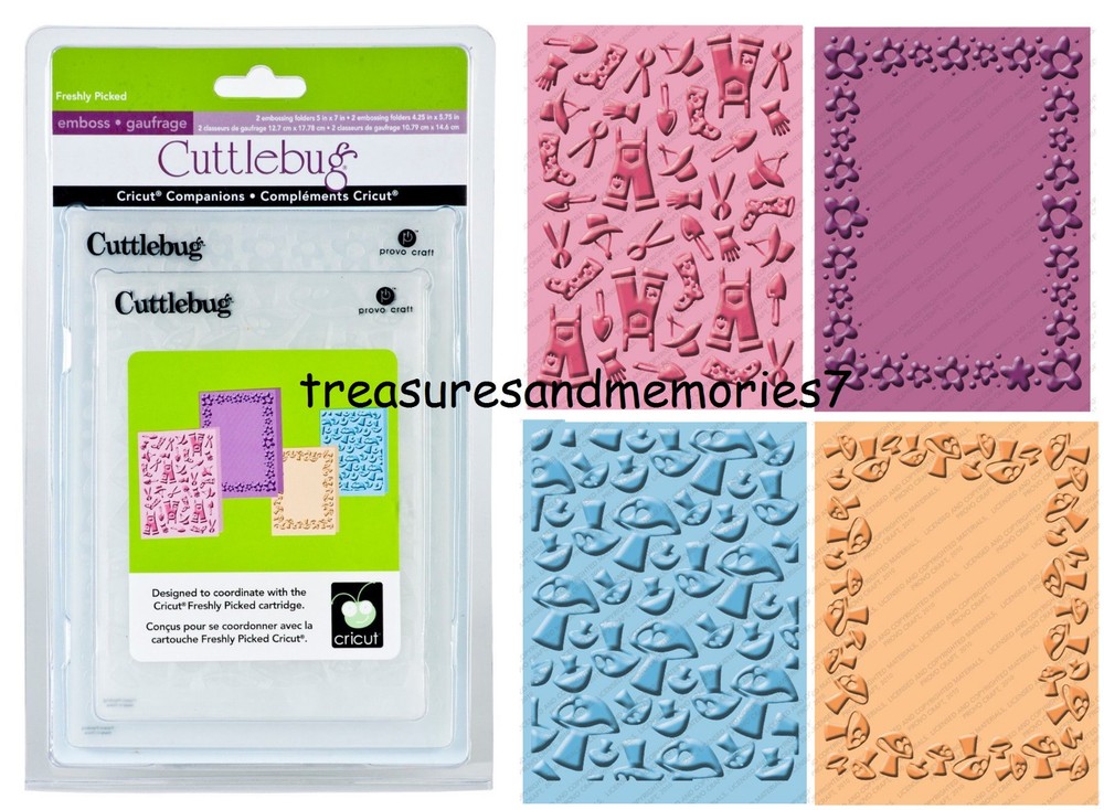 CUTTLEBUG Provo Craft FRESHLY PICKED 4 EMBOSSING FOLDERS A2