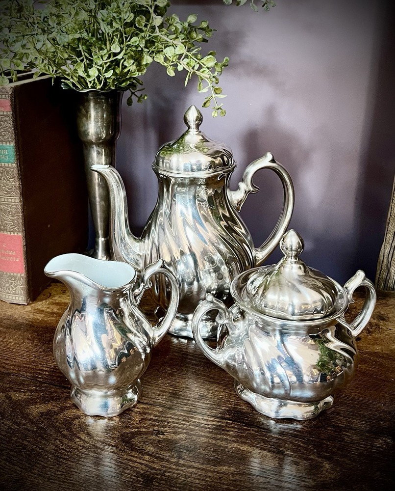 WMF (Germany) Silver-Coated Porcelain Tea Set